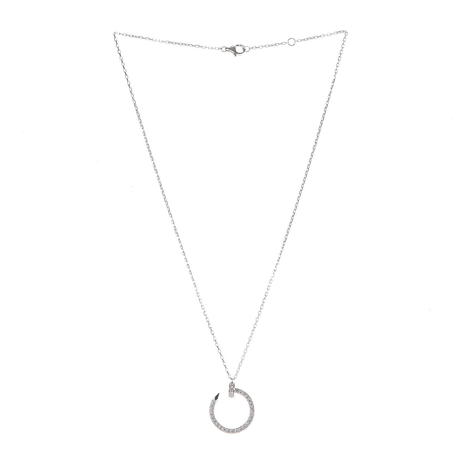 Cartier 18K White Gold Diamond Juste Un Clou Paved Pendant Necklace 3 of 7