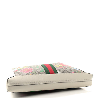 Gucci GG Supreme Monogram Flora Web Ophidia Vertical Shopping Tote White 4 of 9