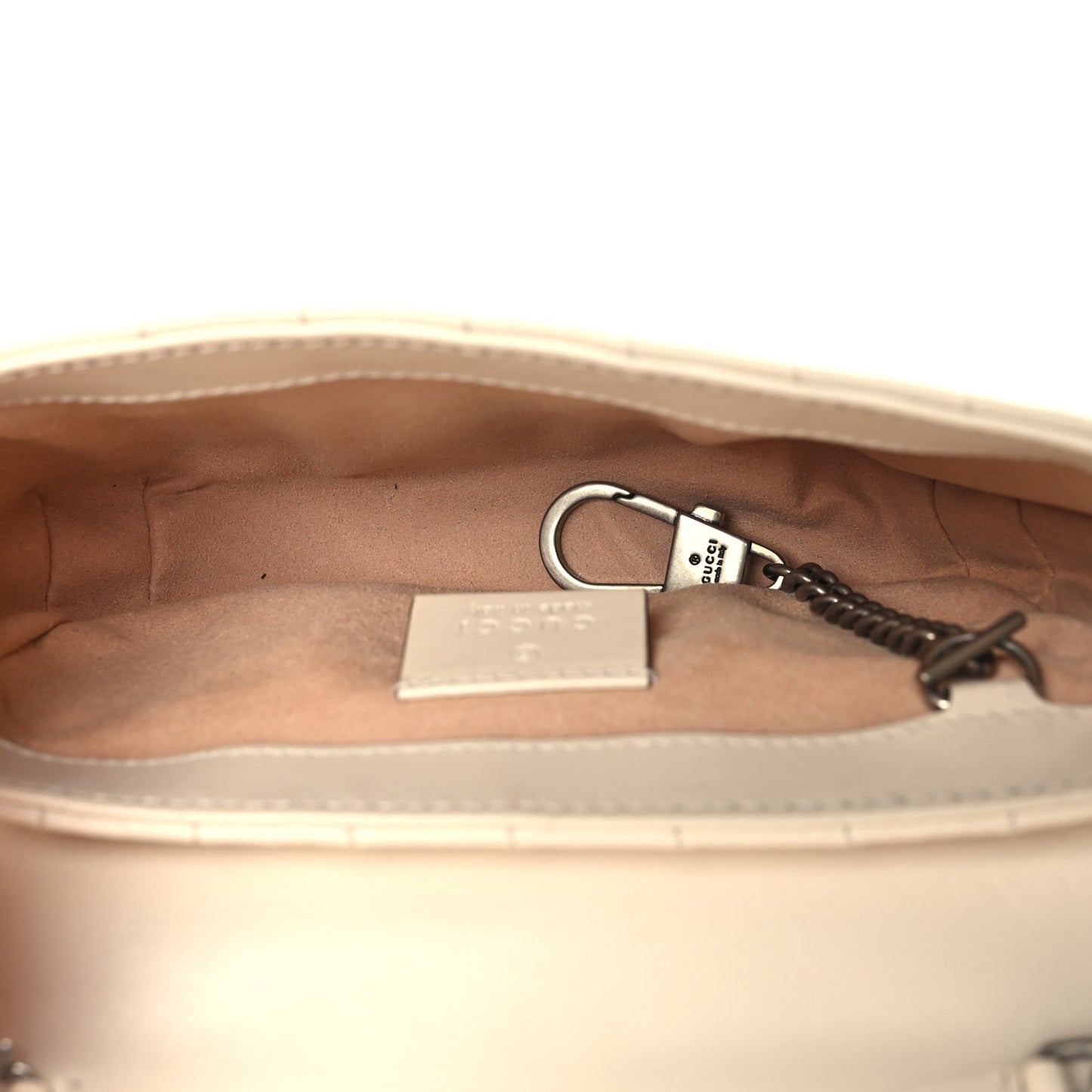 Calfskin Matelasse Aria Super Mini GG Marmont Shoulder Bag Mystic White