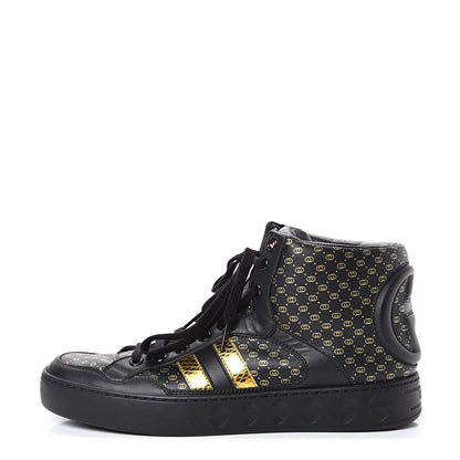 Gucci X DAPPER DAN Calfskin Laminated Ayers GG Micro Monogram Womens High Top Sneakers 38 Black 1 of 7