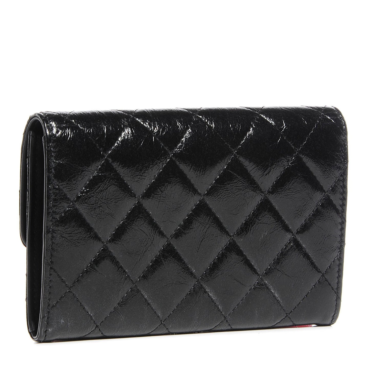 Glazed Calfskin Quilted Reissue Small Flap Wallet Black