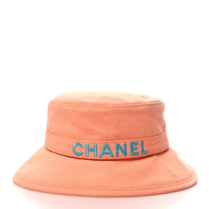 Chanel Denim CC Bucket Hat M Orange Blue 2 of 7