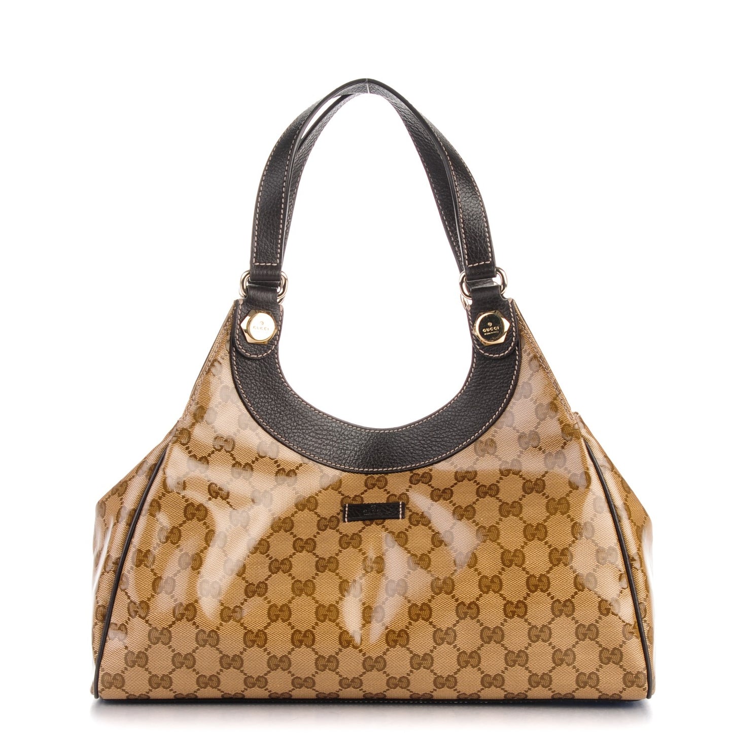 Crystal Monogram Medium Charmy Shoulder Bag Dark Brown