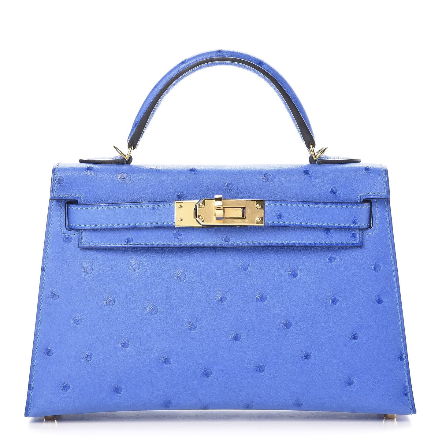 Ostrich Mini Kelly Sellier 20 Blueet