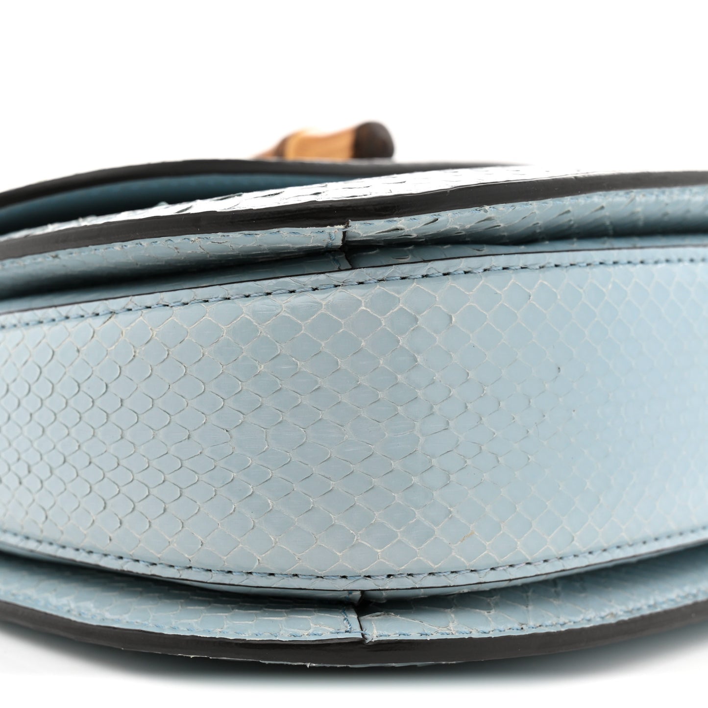 Snakeskin Small Bamboo 1947 Top Handle Bag Light Blue