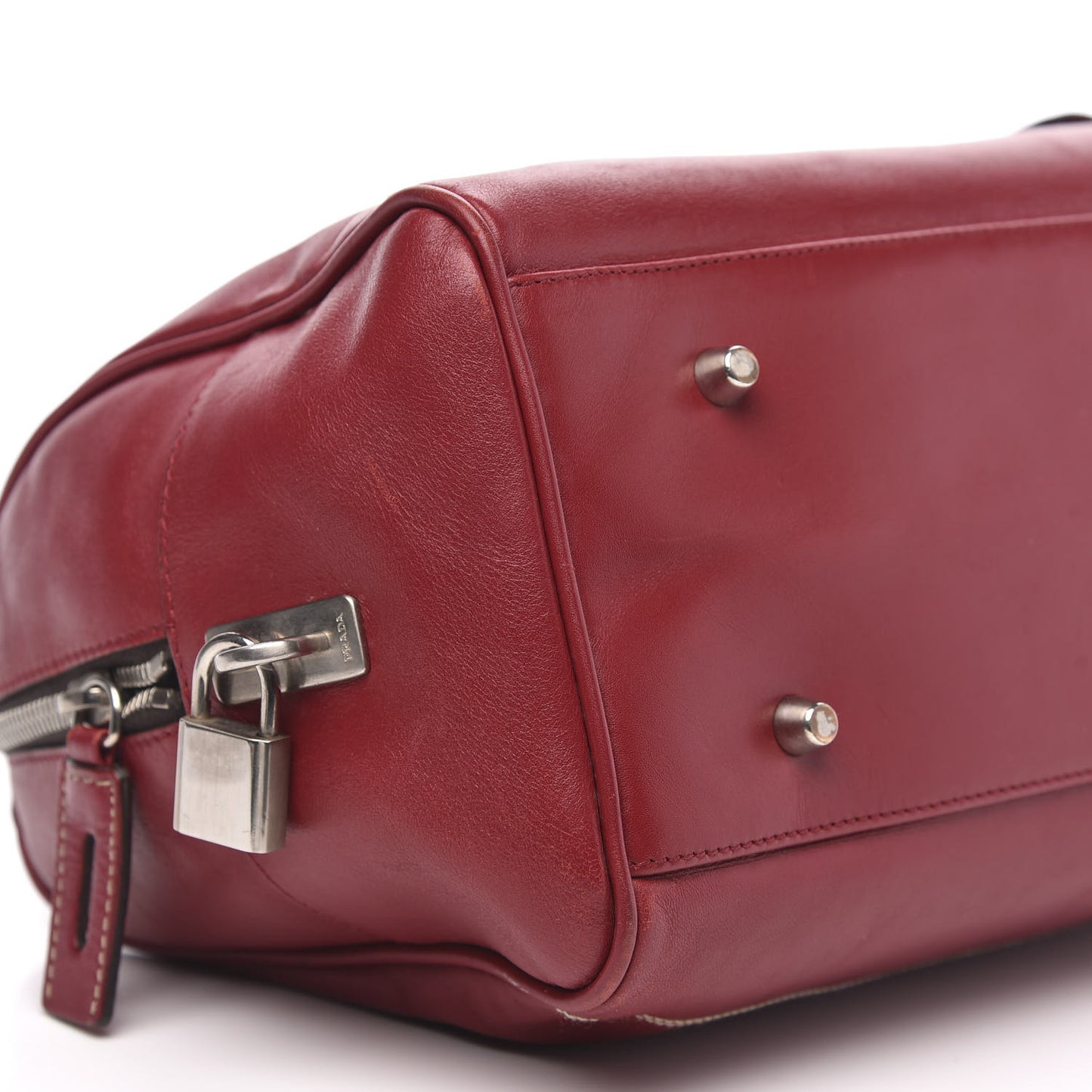 Glace Calfskin Boston Bag Rosso