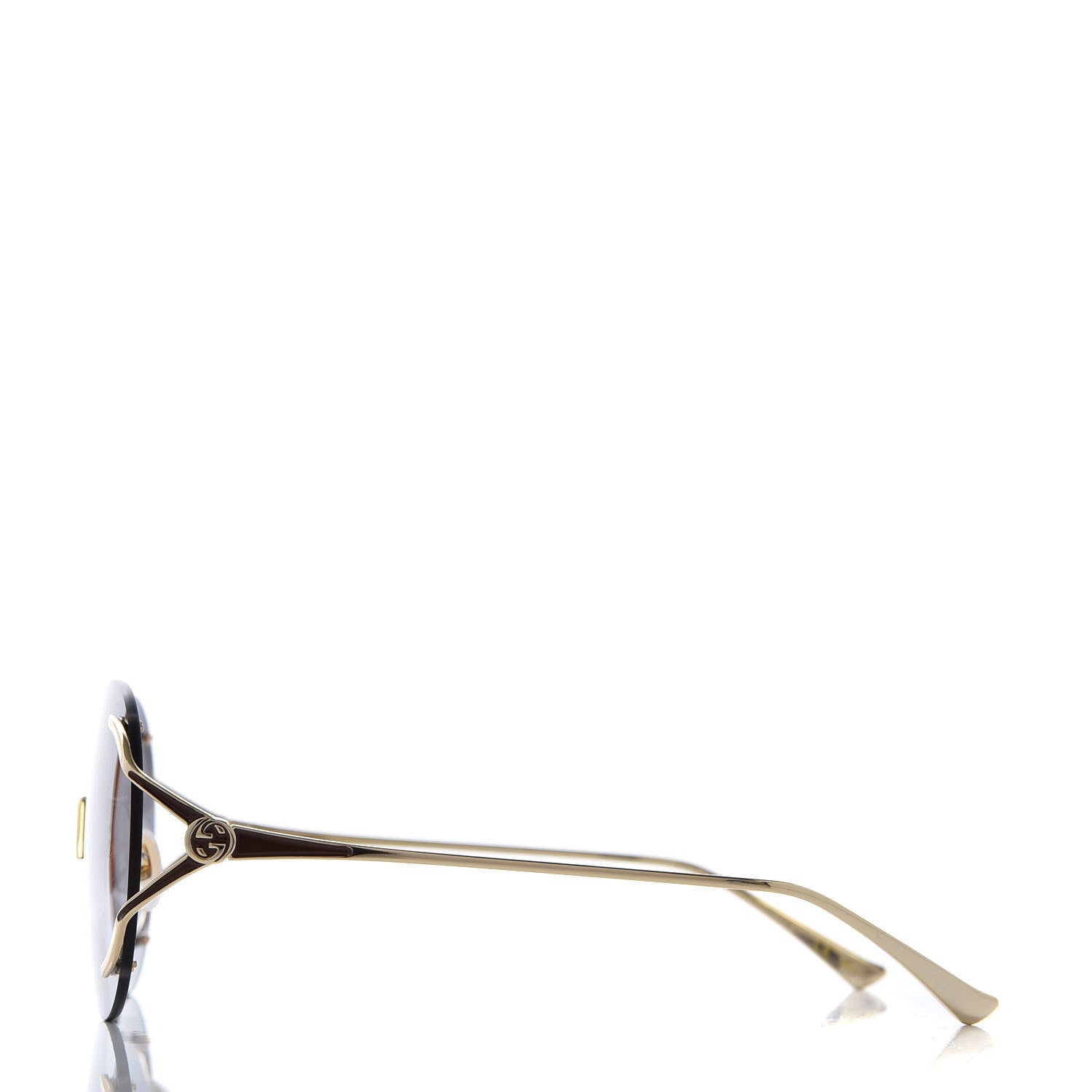 Gucci Metal Oversized Round Frame Sunglasses GG0645S Gold Grey 3 of 8