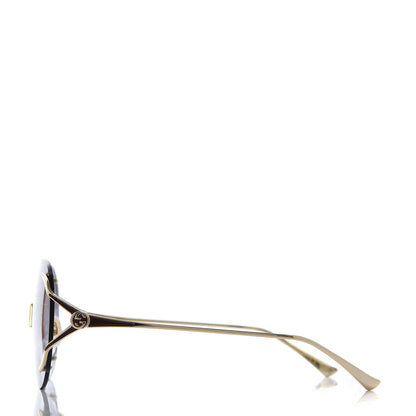 Gucci Metal Oversized Round Frame Sunglasses GG0645S Gold Grey 3 of 8