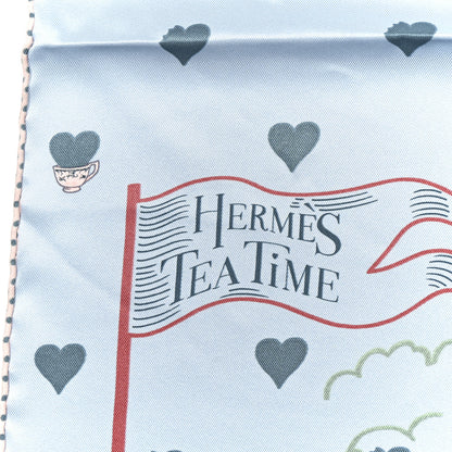 Hermes Silk Tea Time Scarf 70 Bleu Ciel Bleu Azur 5 of 5