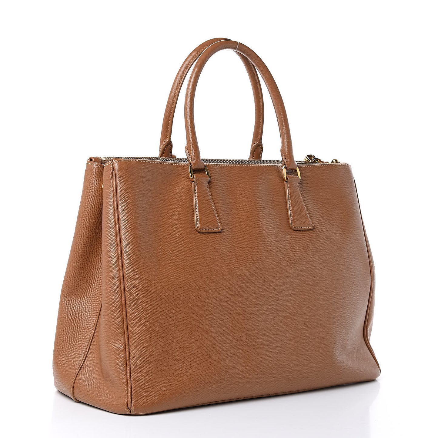 Saffiano Large Galleria Double Zip Tote Caramel