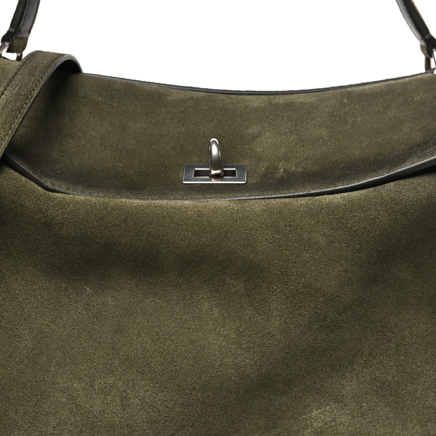 Waxed Suede Calfskin Medium Rodeo Top Handle Handbag Khaki