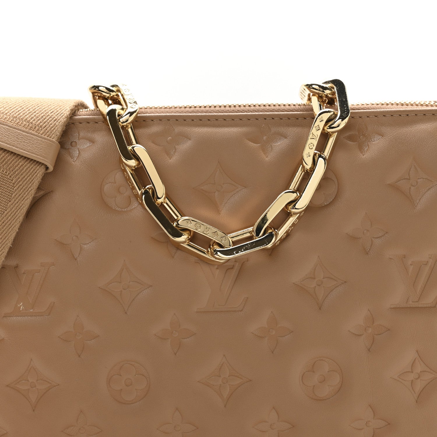 Louis Vuitton Lambskin Embossed Monogram Coussin PM Camel 6 of 8