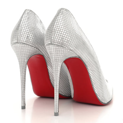 Christian Louboutin Metallic Nappa Grid Embossed So Kate 100 Pumps 39 Silver 4 of 8
