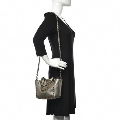 Valentino Garavani Metallic Alce Printed Calfskin Mini Rockstud Tote Sasso 2 of 8
