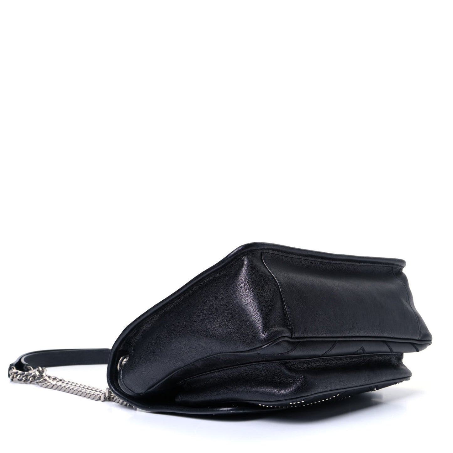 Lambskin Matelasse Monogram Microstud Medium Niki Chain Satchel Black