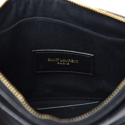 Saint Laurent Grain De Poudre Chevron Monogram Bill Pouch Black 6 of 8