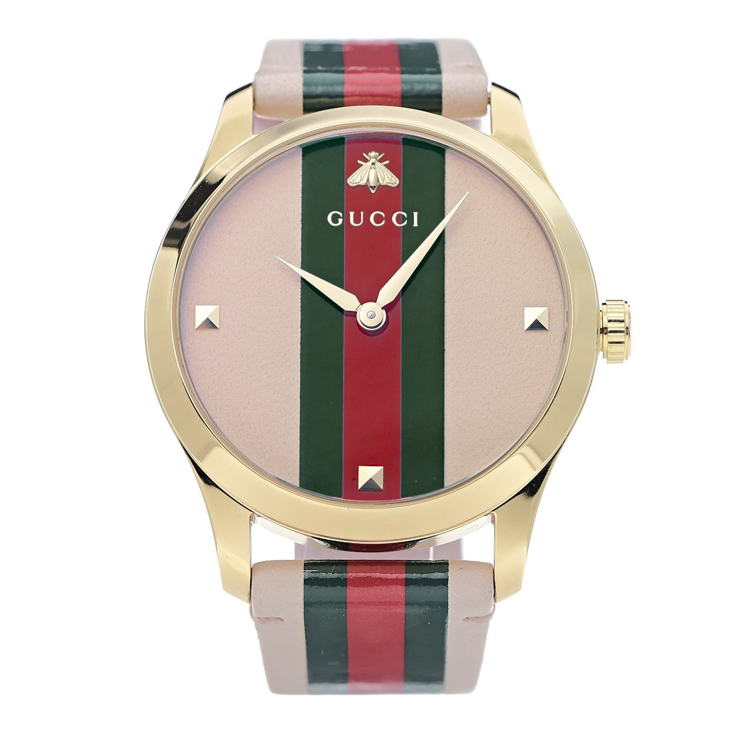 Gucci Stainless Steel Calfskin 38mm G-Timeless Stripe Web Quartz Watch Pink 1 of 6