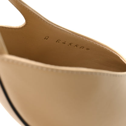 Chanel Goatskin Grosgrain Cap Toe CC Slingback Pumps 40 Beige Black 8 of 9
