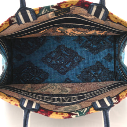 Christian Dior Canvas Embroidered Paisley Medium Book Tote Blue Multicolor 6 of 10