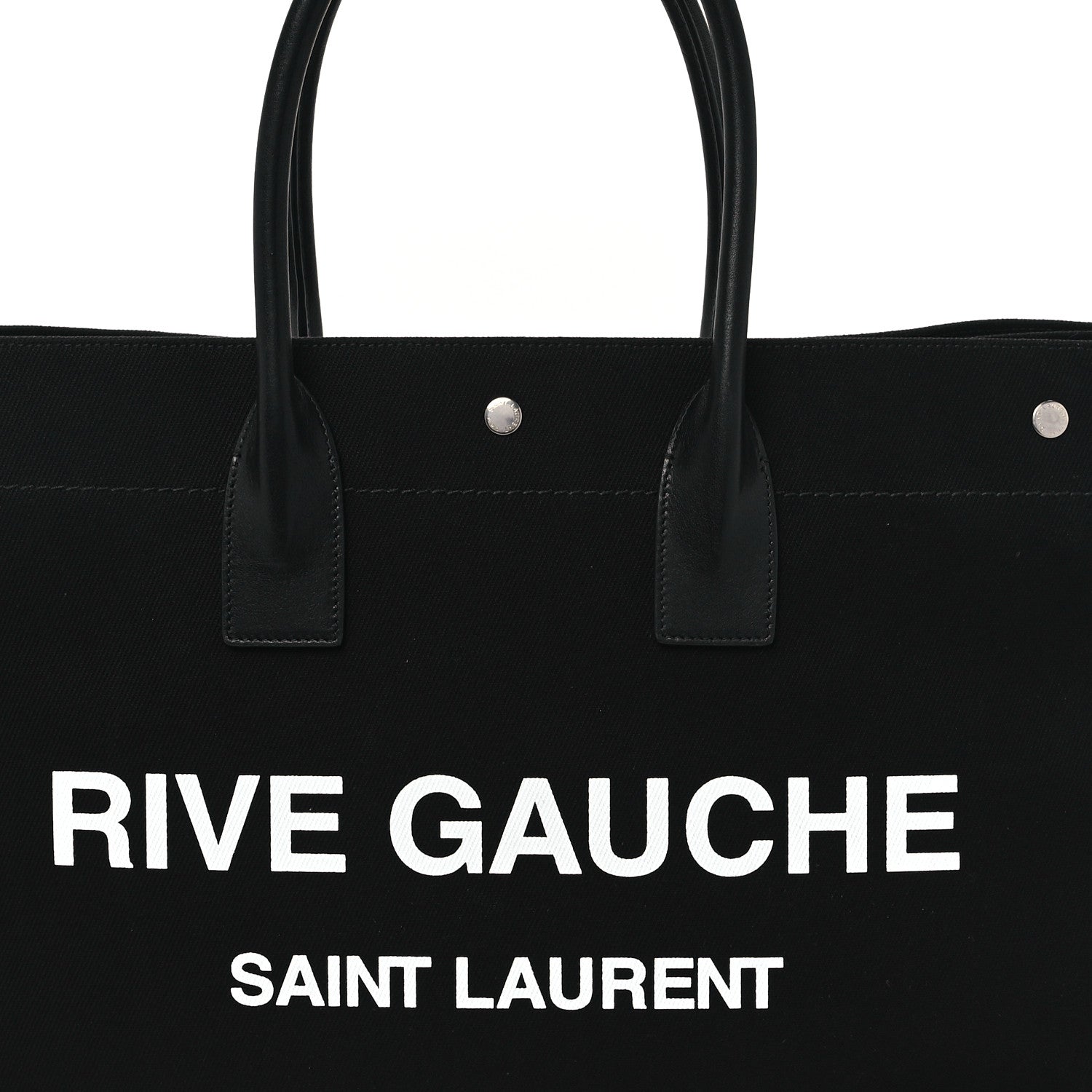 Saint Laurent Linen Calfskin Rive Gauche Tote Black 8 of 12