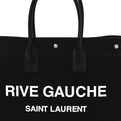 Saint Laurent Linen Calfskin Rive Gauche Tote Black 8 of 12