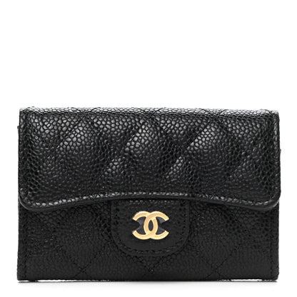 Chanel Caviar Quilted Flap Card Holder Wallet Black 1 of 8