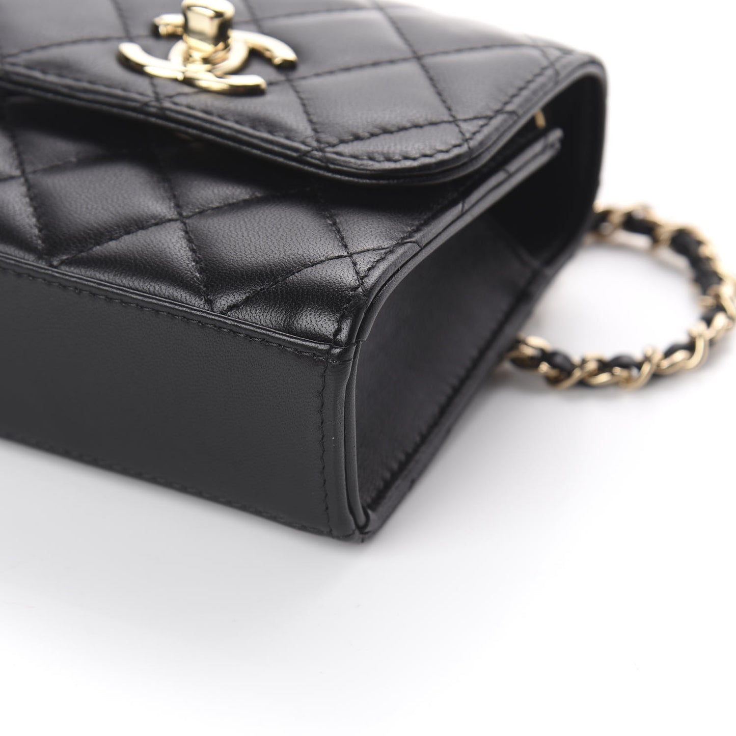 Lambskin Quilted Mini Trendy CC Chain Wallet Black