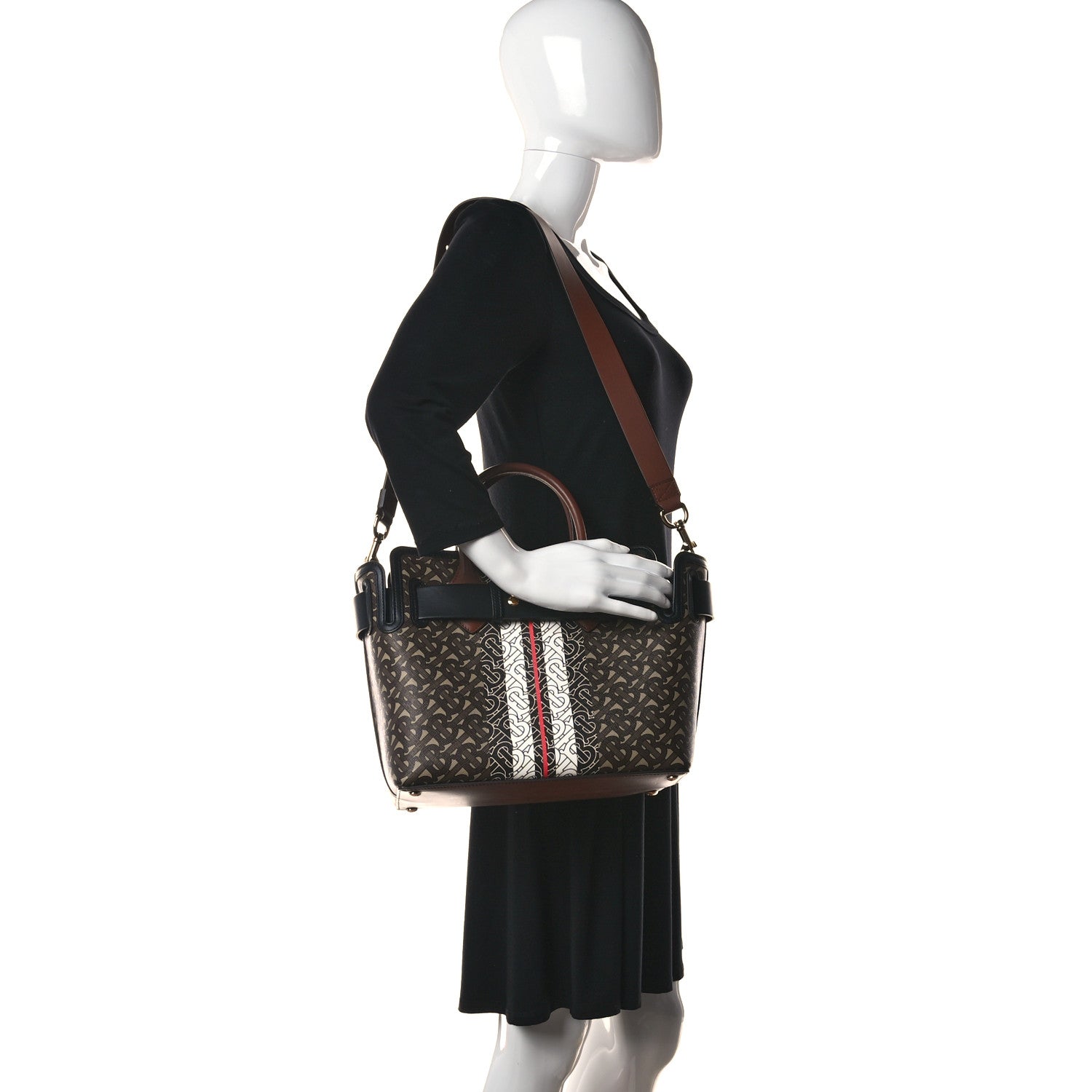 Burberry E-Canvas Monogram Stripe Small Belt Tote 2 of 9