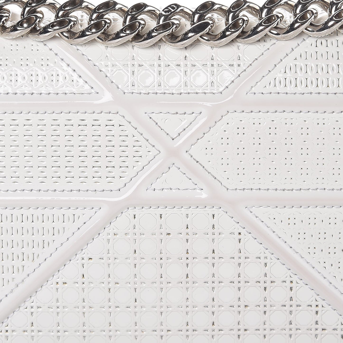 Patent Micro-Cannage Small Diorama Flap Bag White