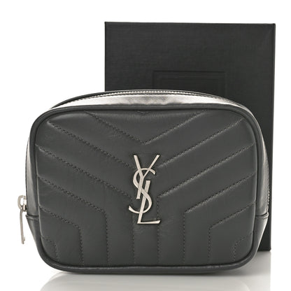 Saint Laurent Lambskin Y Quilted Monogram Loulou Cosmetic Case Asphalt Grey 9 of 9