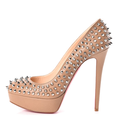 Christian Louboutin Nappa Bianca Spikes 140 Pumps 39.5 Nude Silver 1 of 10