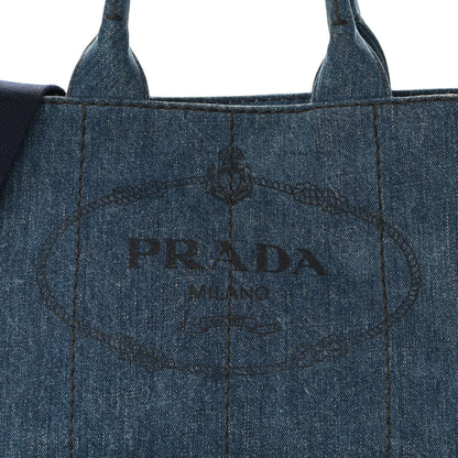 Prada Denim Logo Tote Bleu 7 of 8