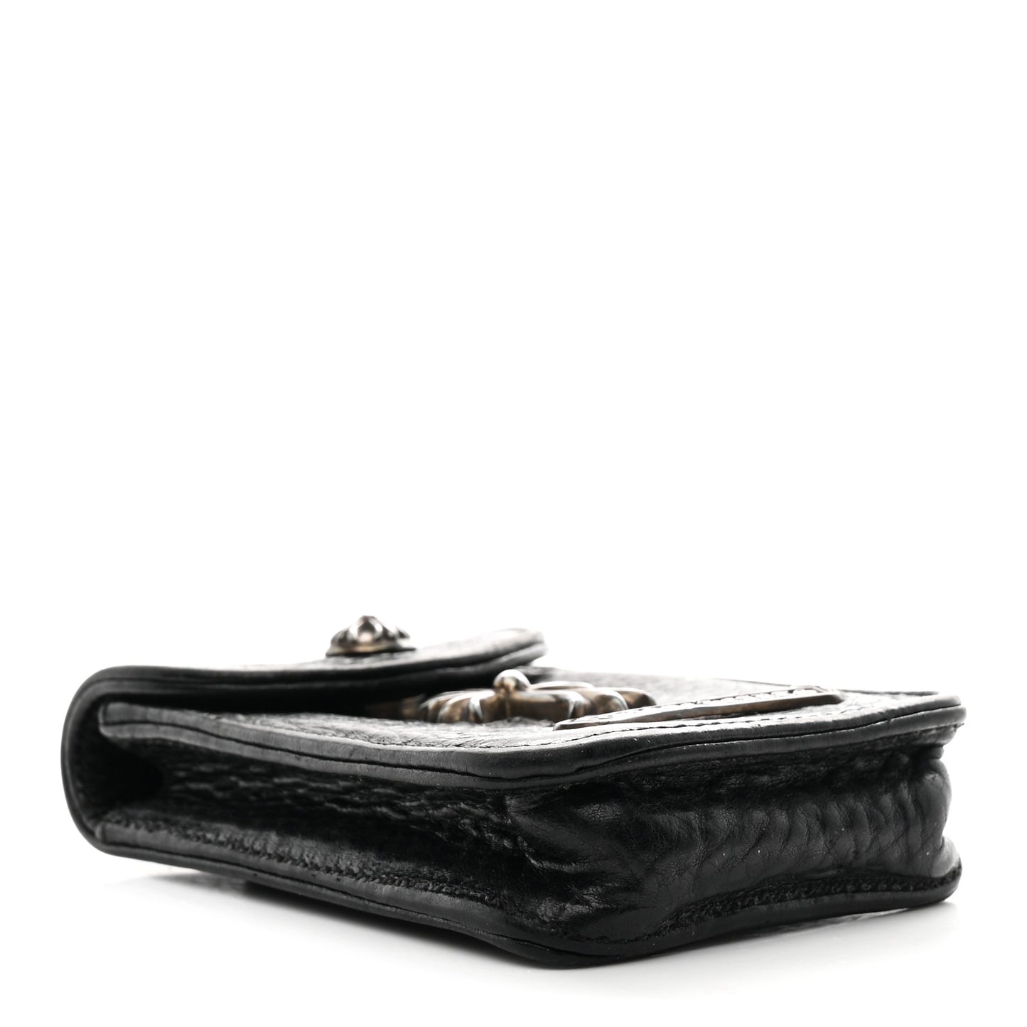 Grained Calfskin Cross Belt Pouch Cigarette Case Black