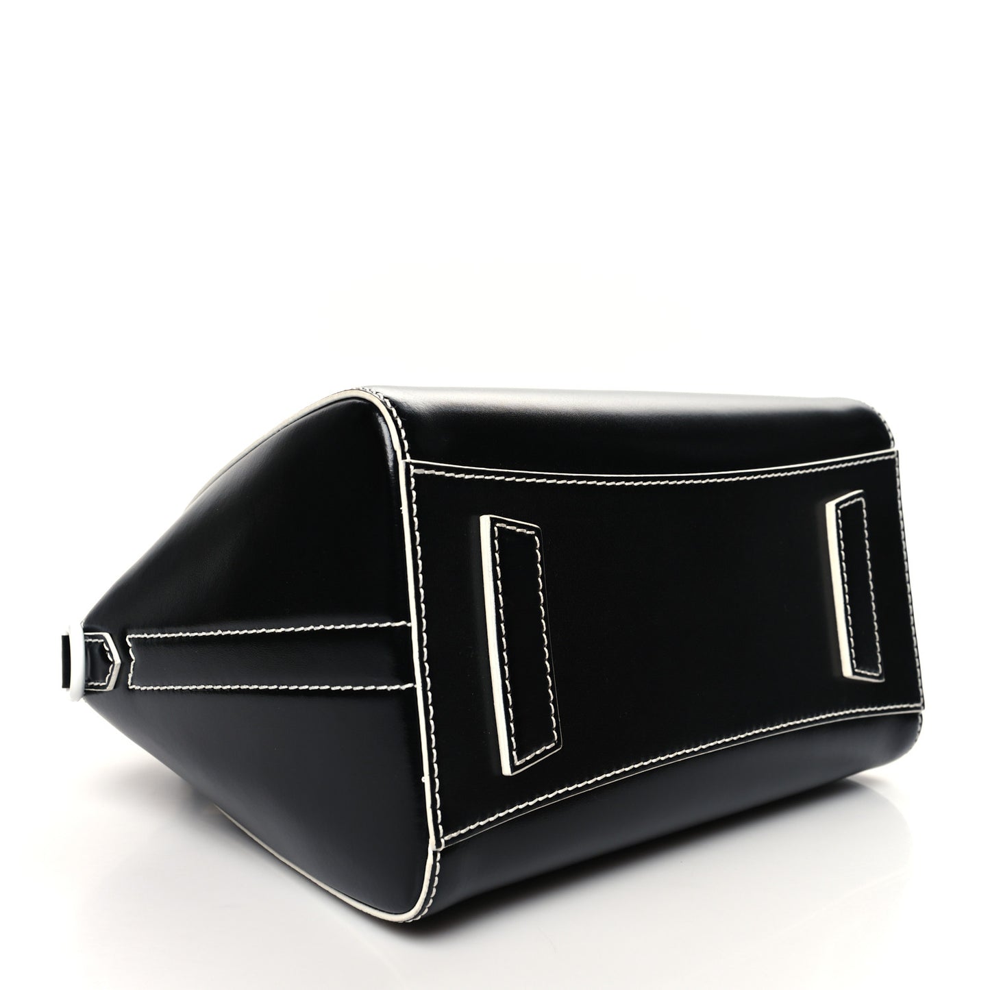 Calfskin Contrast Topstitch Small Antigona Black White