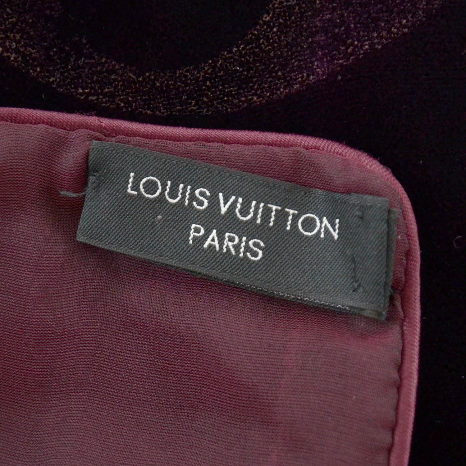 Louis Vuitton Monogram Velours Silk Mousseline Long Scarf Bordeaux 4 of 5