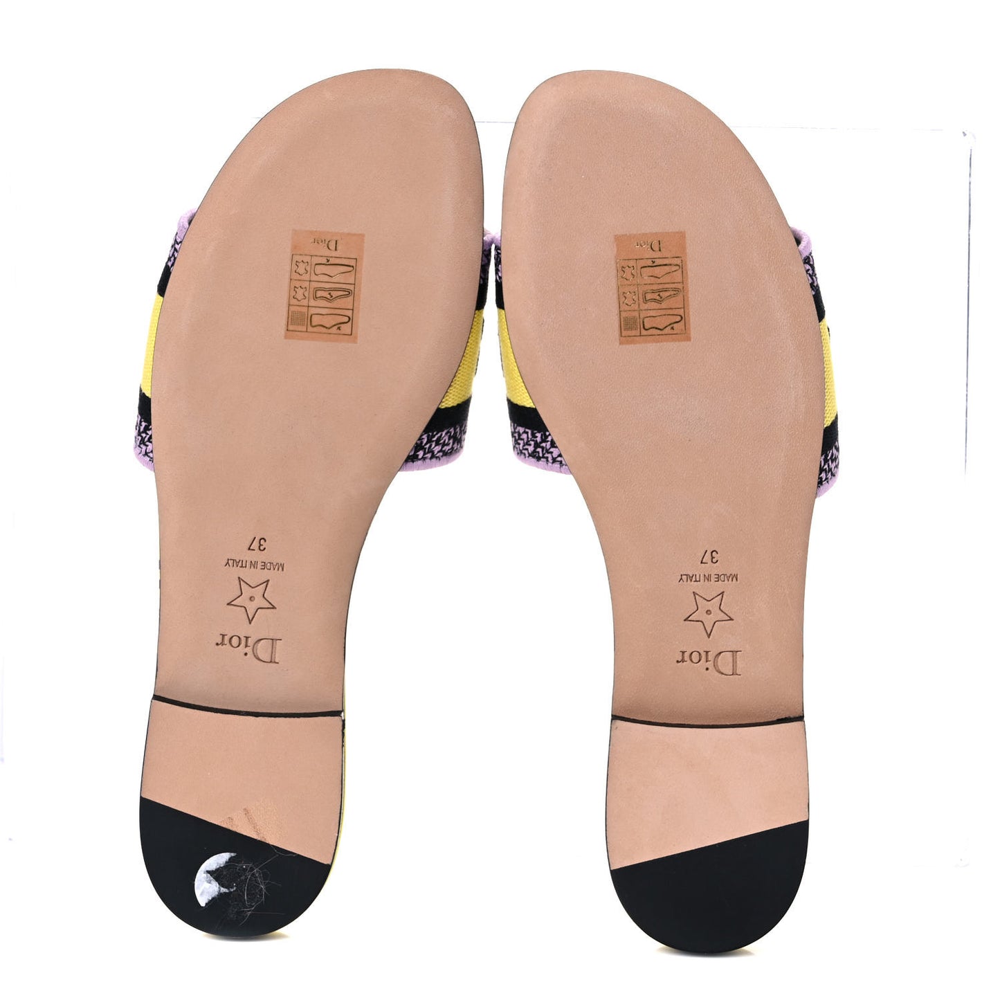 Canvas D-Jungle Pop Embroidered Dway Flat Slide Sandals 37 Bright Yellow Pink Multicolor