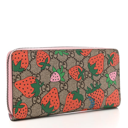 Gucci GG Supreme Monogram Strawberry Zip Around Wallet Light Pink 3 of 8