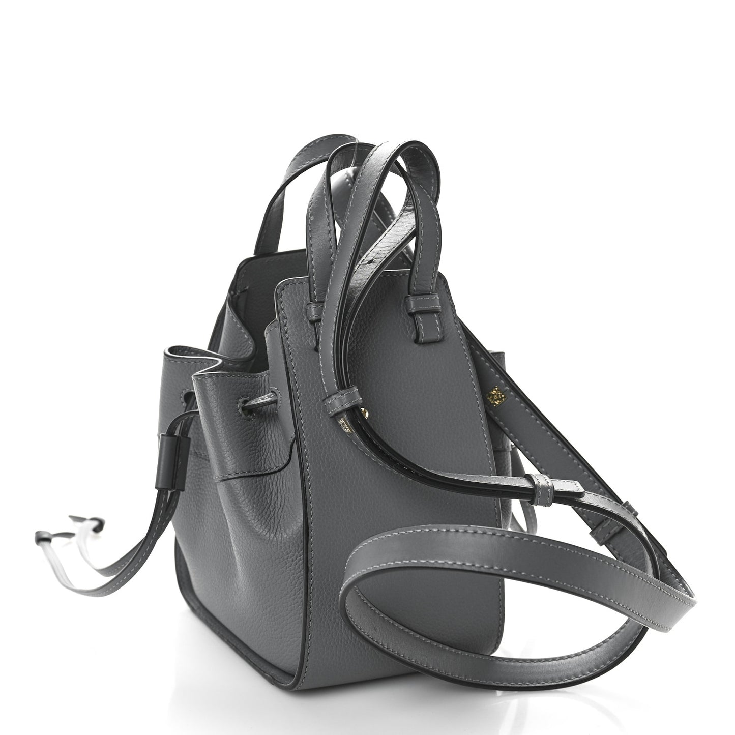 Soft Grained Calfskin Compact Hammock Shoulder Bag Grey