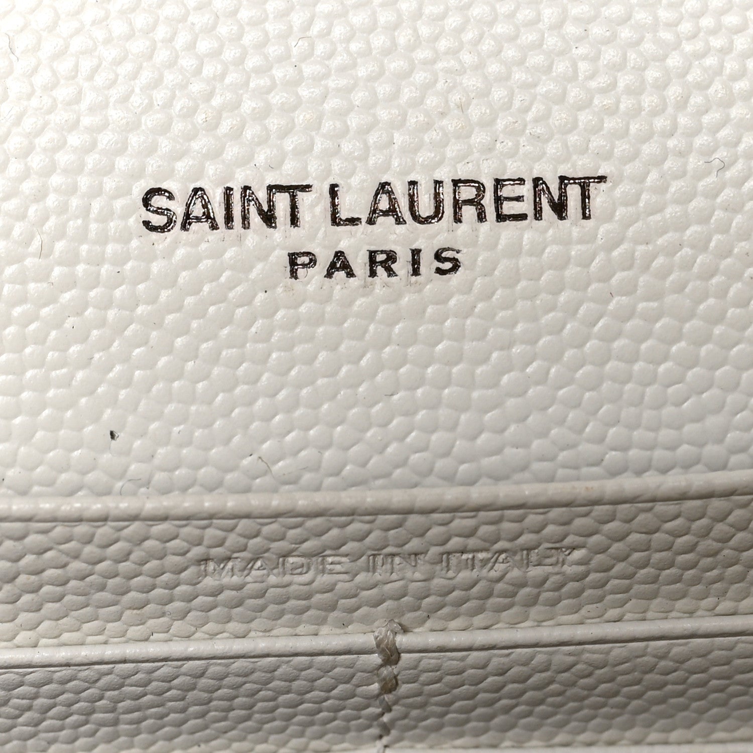 Saint Laurent Grain De Poudre Matelasse Monogram Chain Wallet White Black 7 of 10