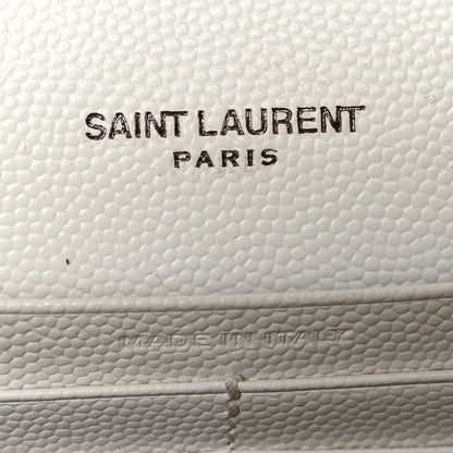Saint Laurent Grain De Poudre Matelasse Monogram Chain Wallet White Black 7 of 10