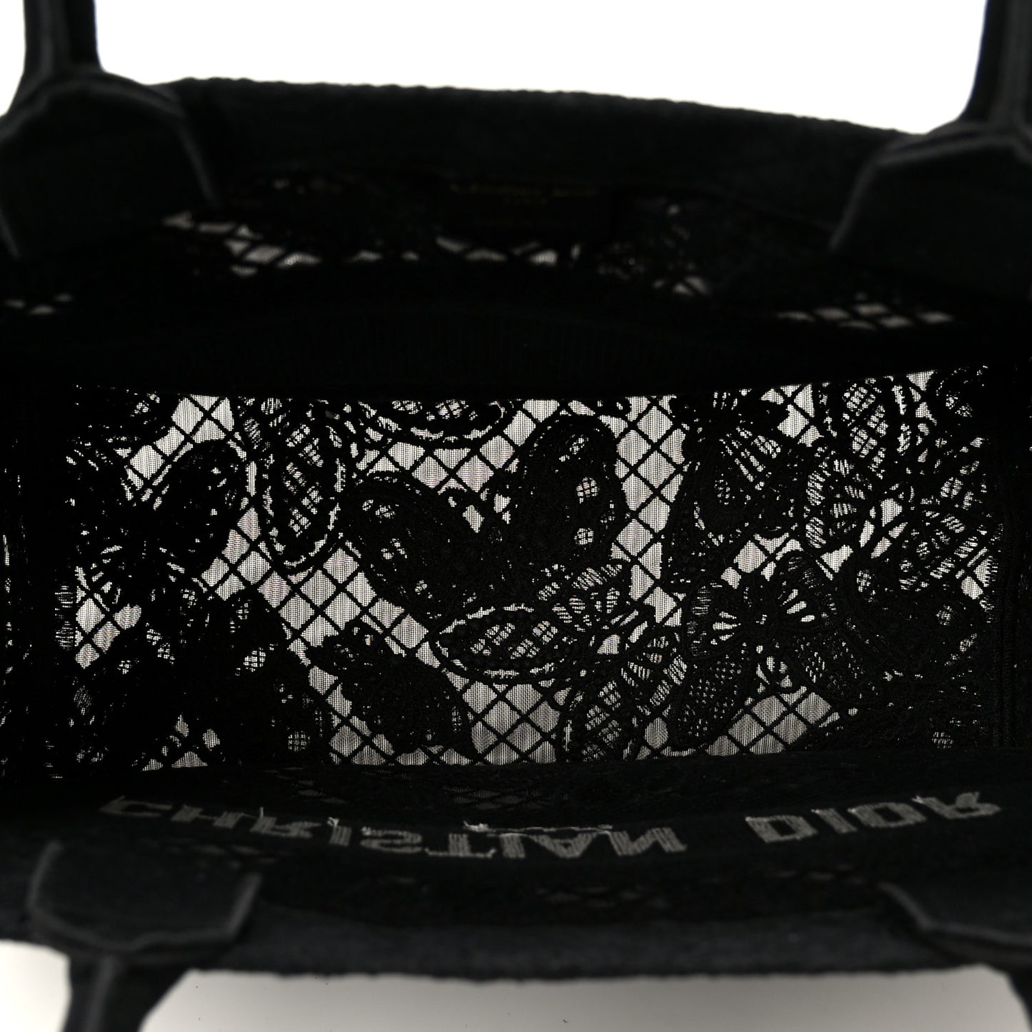 Embroidered 3D Macrame D-Lace Butterfly Medium Book Tote Black Multicolor