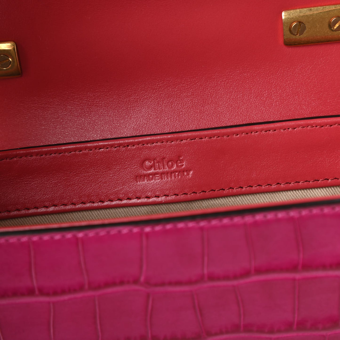 Calfskin Crocodile Embossed Mini C Double Carry Graphic Pink
