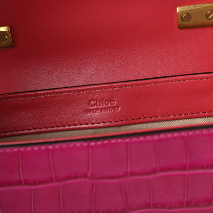 Chloe Calfskin Crocodile Embossed Mini C Double Carry Graphic Pink 8 of 10