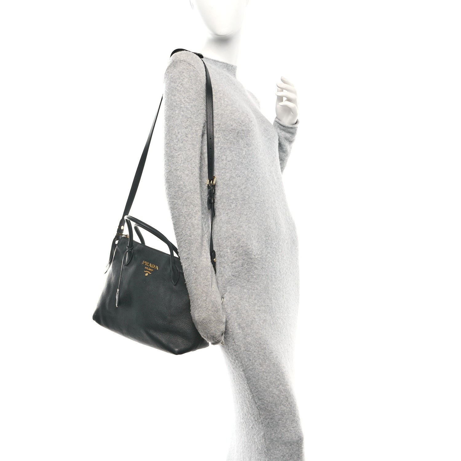 Prada Vitello Daino Tote Black 2 of 10