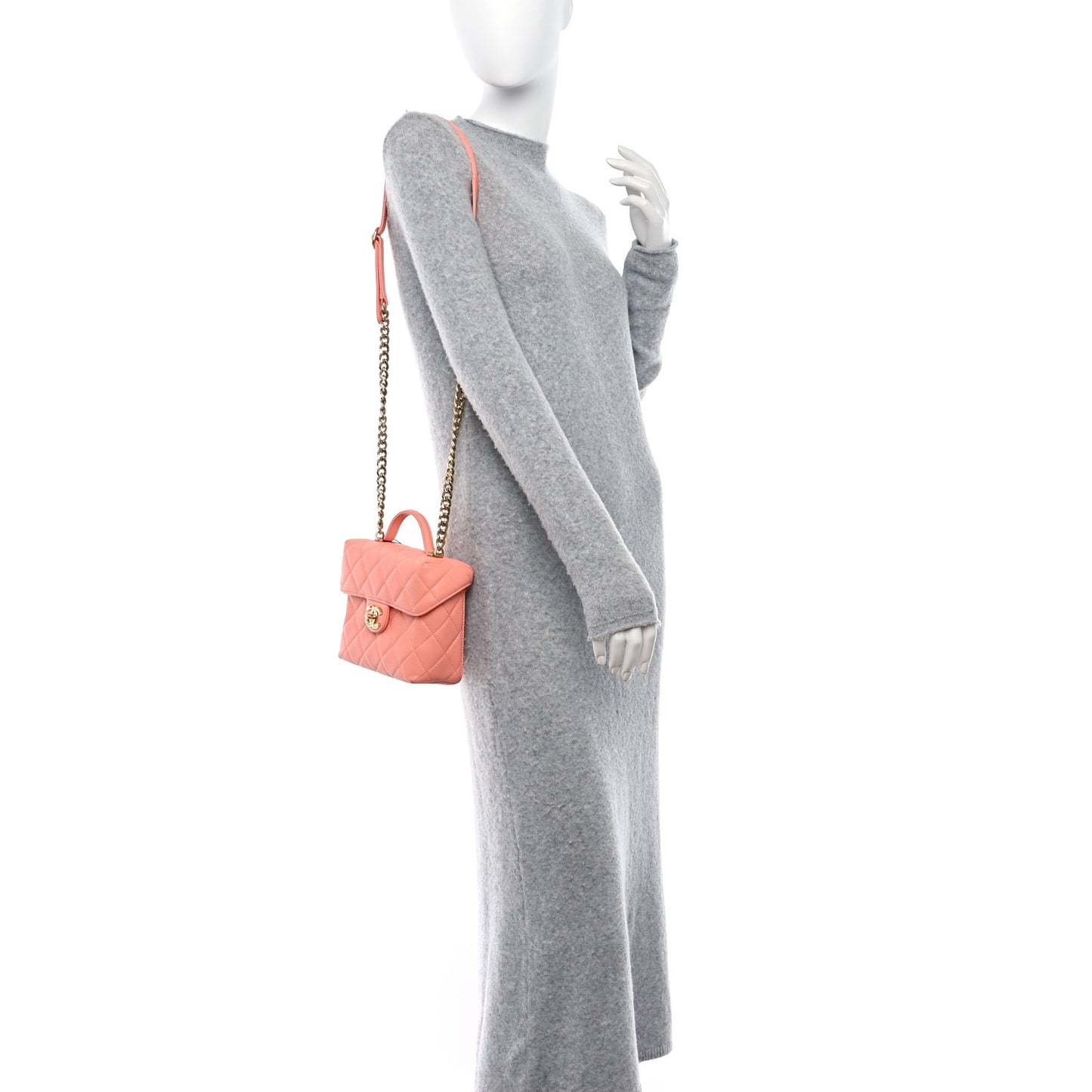 Caviar Quilted Handy Box Vanity Case Orange