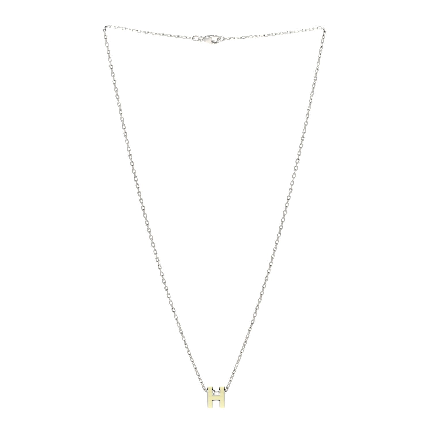 Hermes Palladium Mini Pop H Pendant Necklace Jaune Soufre Pale 3 of 8