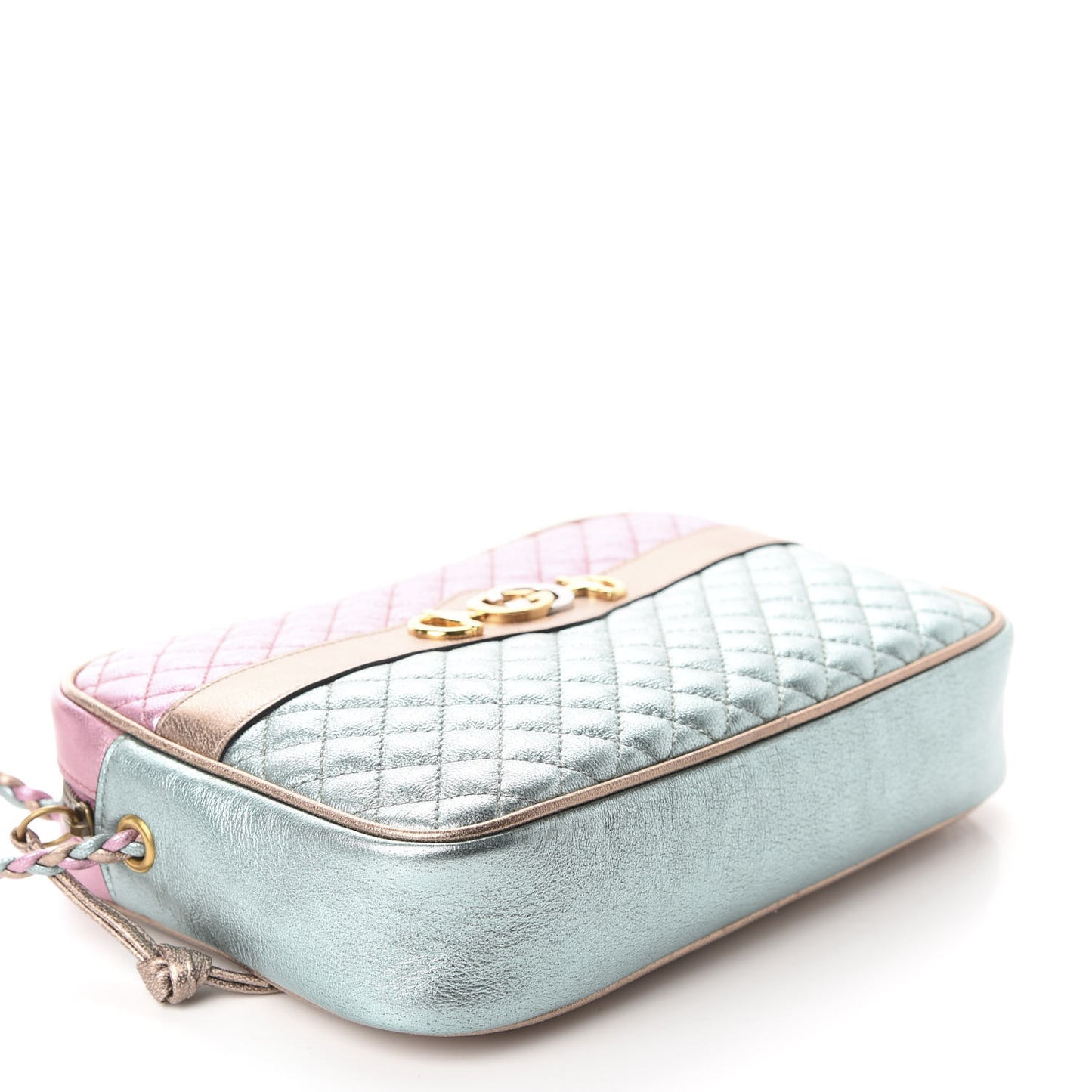 Laminated Nappa Trapuntata Small Zumi Shoulder Bag Rosa Lago Rame
