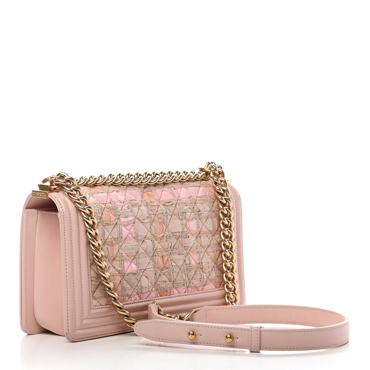 Tweed Lambskin Medium Boy Flap Pink