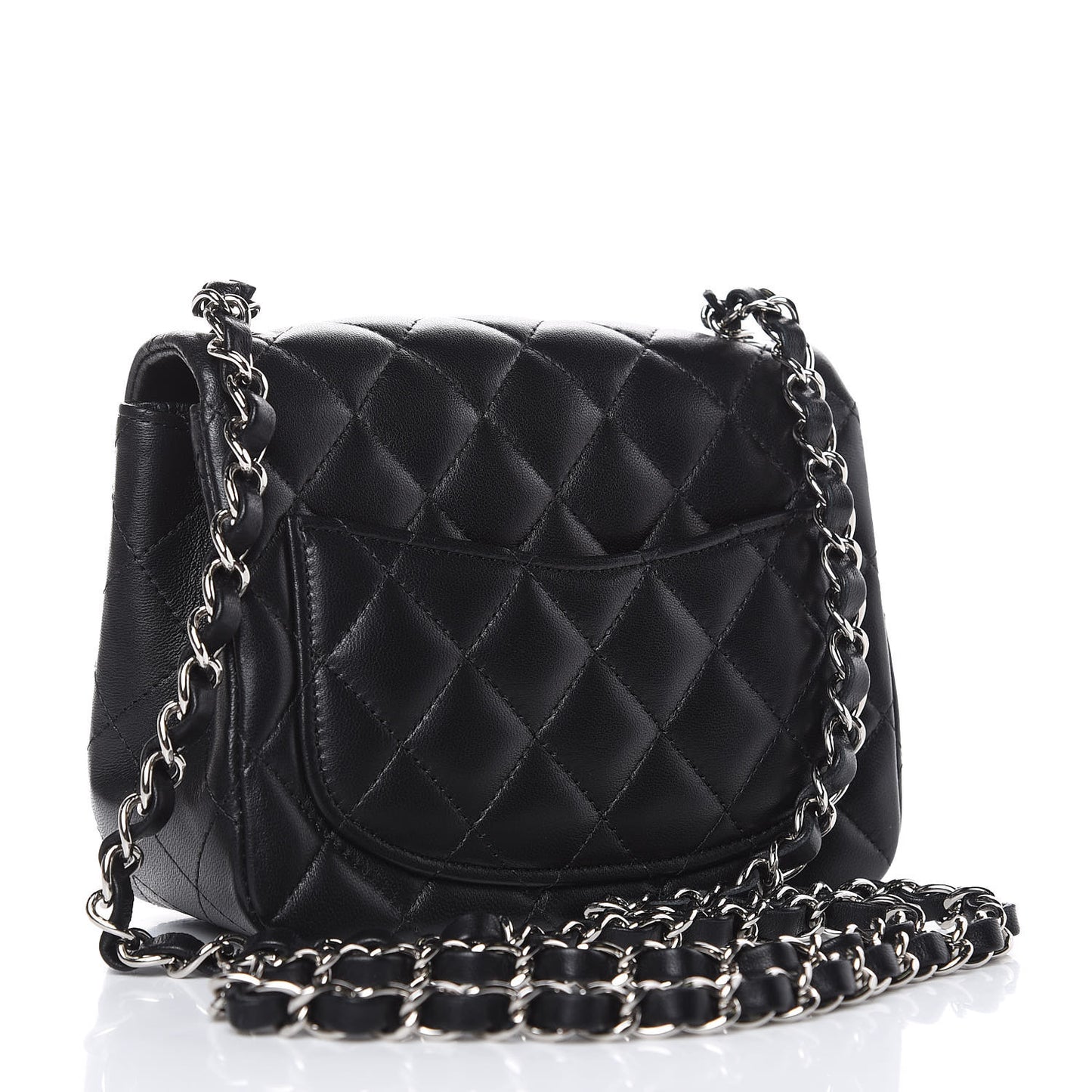 Lambskin Quilted Mini Square Flap Black