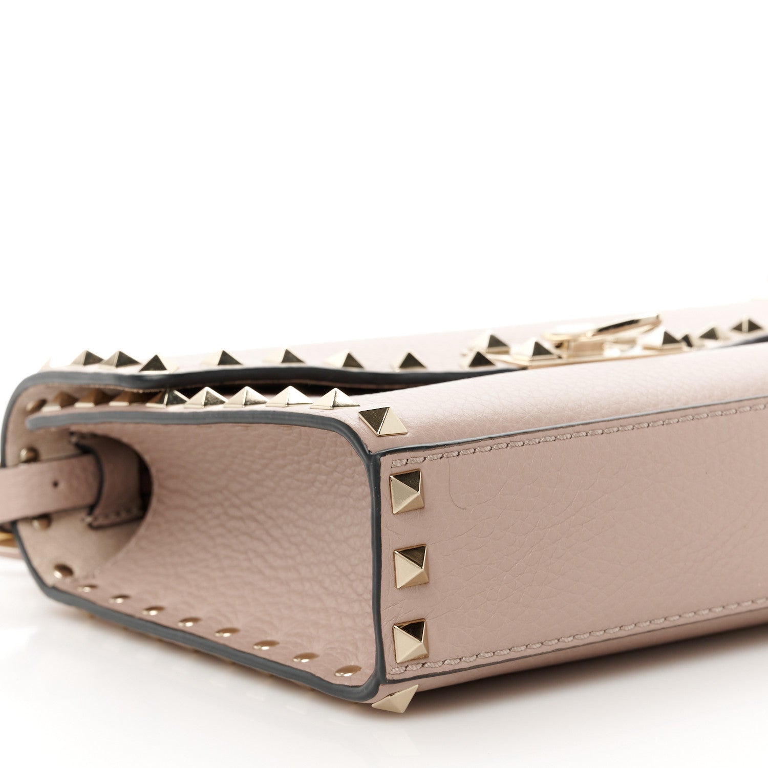 Valentino Garavani Pebbled Calfskin Medium Rockstud Flip Lock Crossbody Bag Poudre 9 of 10